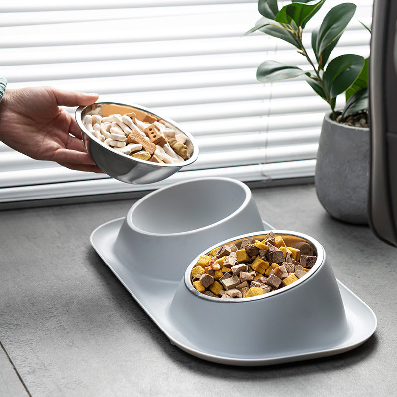 Pet bowl stainless steel dog bowl double diner PT10031